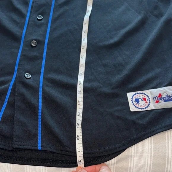Majestic Black Jersey with Blue and Orange Mets Logo - Picture 7 of 8